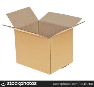 Open Corrugated cardboard box isolated on white background