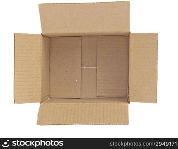 Open Corrugated cardboard box isolated on white background top view