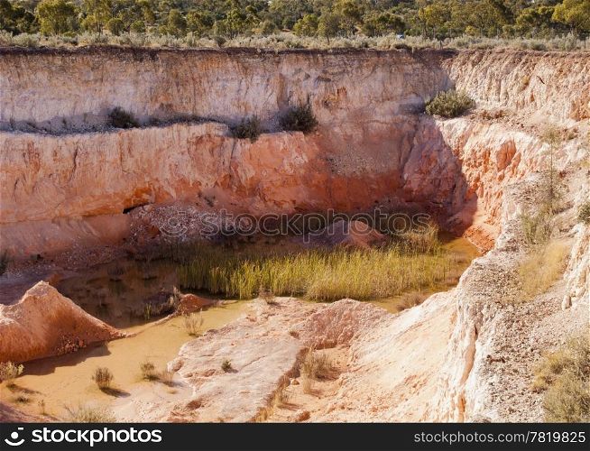 Open cut opal mine in rural Australia