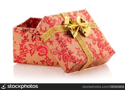 Open decorative gift box isolated on white background