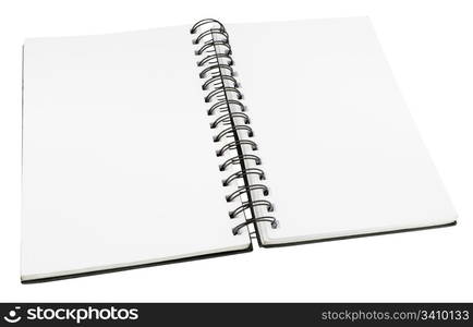 Open Diary With Blank Pages With Spiral Binding - Isolated on White Background