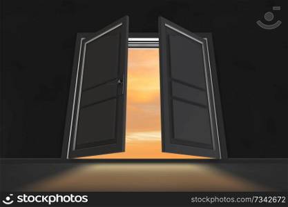 Open doors in opportunity concept