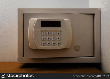 open electronic safe in hotel room