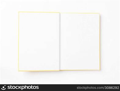 Open empty photo album on white background. Top view. book album on a white background