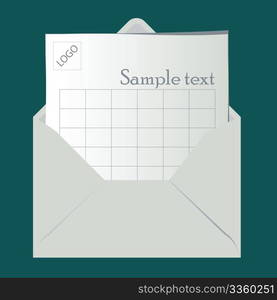 Open envelope with sheet for logo and sample text