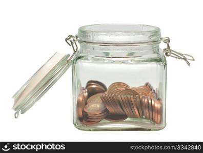 Open Glass Jar Full of Czech Coins