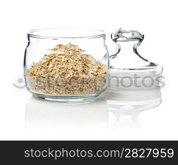 open glass jar with cereals