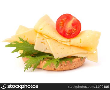 open healthy sandwich with cheese isolated on white background