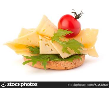 open healthy sandwich with cheese isolated on white background