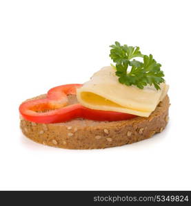 open healthy sandwich with vegetable isolated on white background