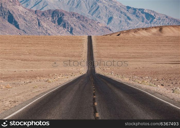 Open highway in Death Valley National Park, California, USA.