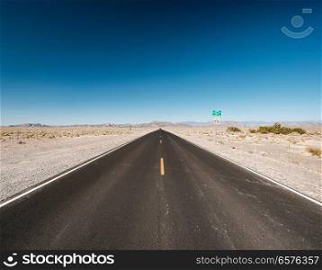 Open highway in Nevada desert, USA.
