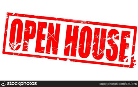 Open house word in red frame, 3d rendering