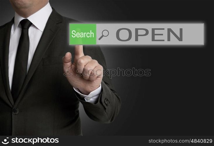 Open internet browser is operated by businessman concept. Open internet browser is operated by businessman concept.
