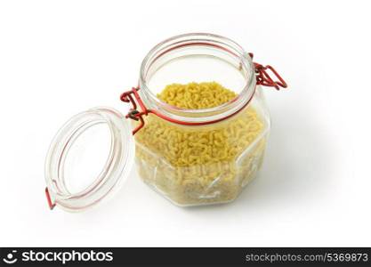 Open jar of pasta