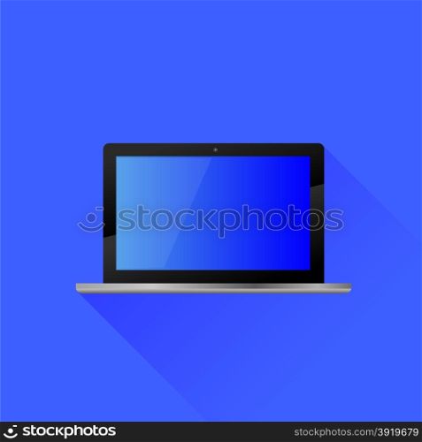 Open Laptop Icon Isolated on Blue Background. Open Laptop