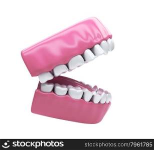 Open mouth and white healthy teeth isolated