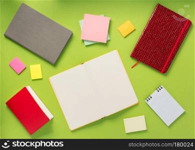 open notebook at abstract background surface