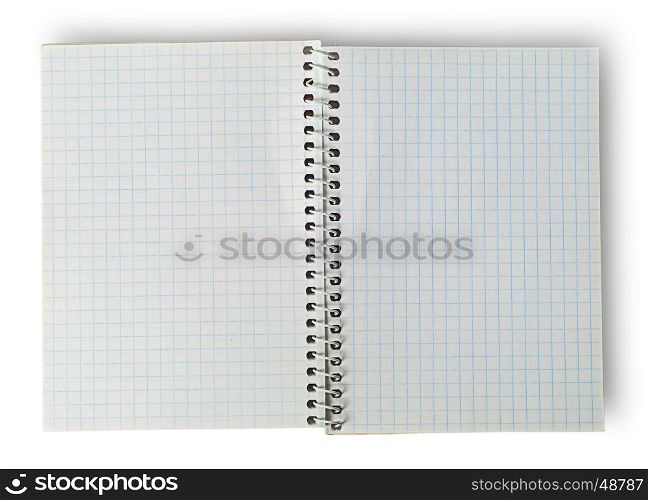 Open notebook for notes isolated on white background
