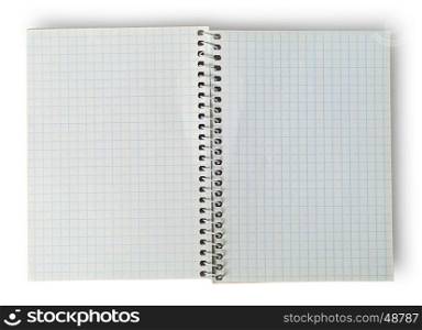 Open notebook for notes isolated on white background