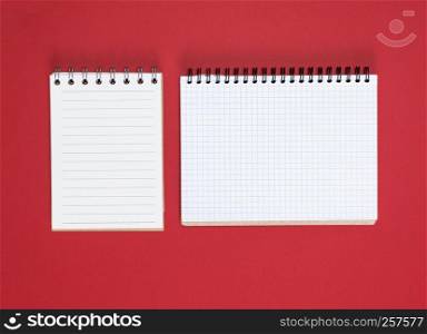 open notebook with white sheets, top view