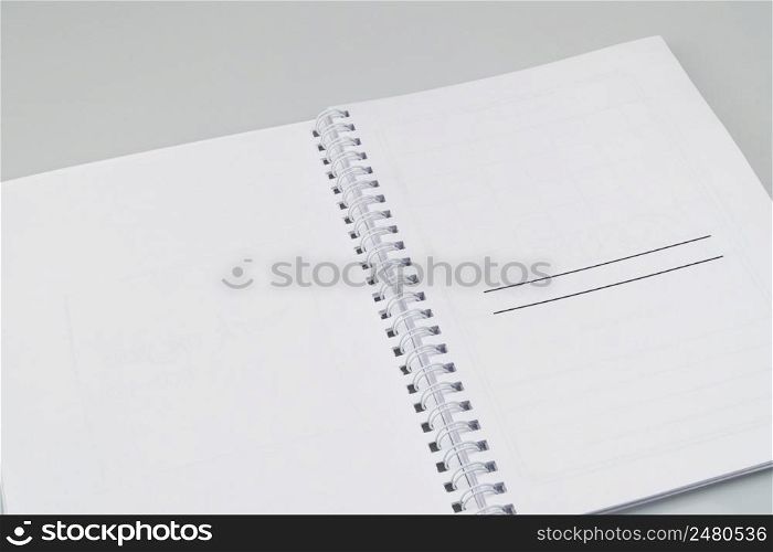 open notepad with markup on a white background. notepad on a white background