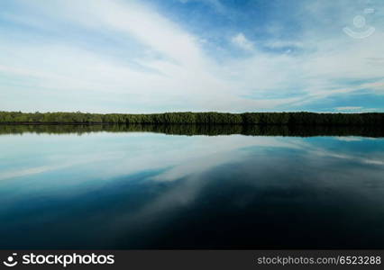 Open ocean and cloudy sky. Open ocean and cloudy sky. Summer tropical travel. Open ocean and cloudy sky