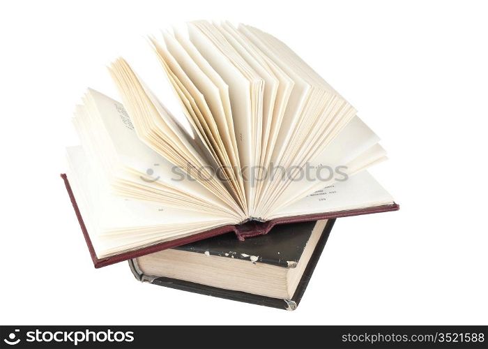 open old books isolated on white background