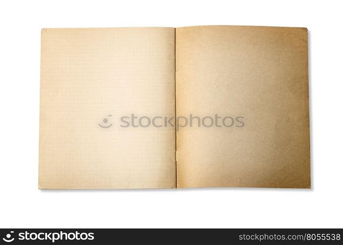 open old notebook isolated on white with clipping path