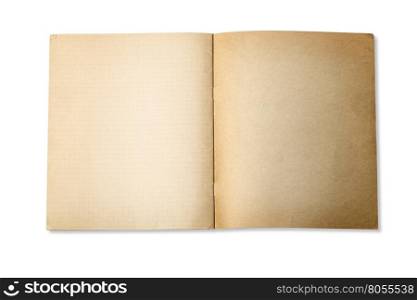 open old notebook isolated on white with clipping path