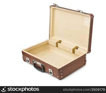 open old suitcase isolated on white background