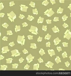 Open Paper Boxes Seamless Pattern on Green Background. Open Paper Boxes Seamless Pattern