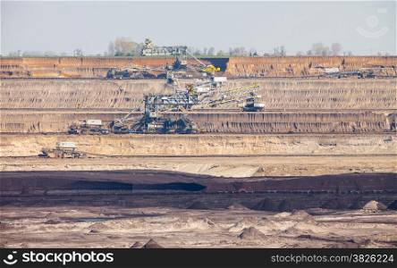 Open pit. Opencast brown coal mine. Industrial landscape.