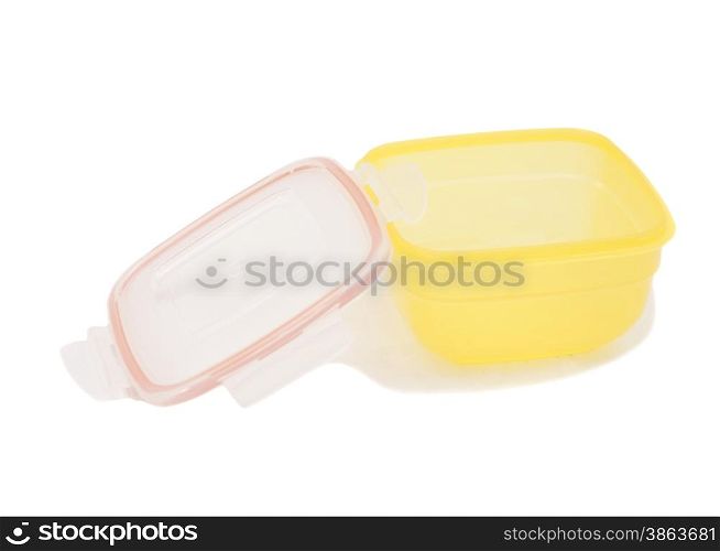 Open Plastic container for food isolated on white