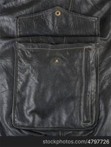 open pocket on the black leather jacket