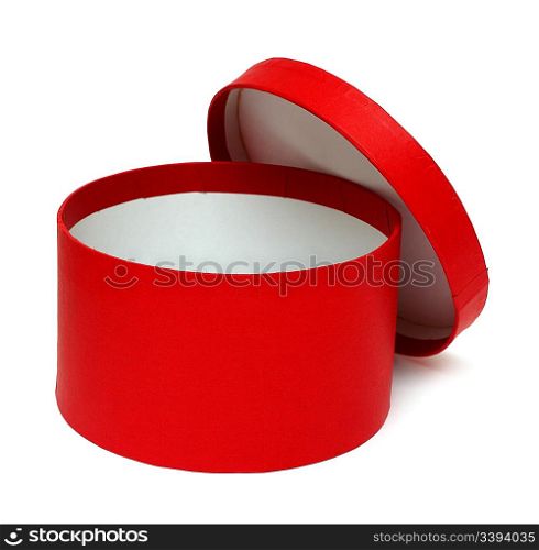 open red round box isolated on white