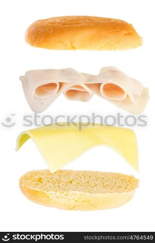 open sandwich, floating sandwich, ham and cheese sandwich