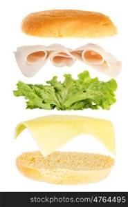 open sandwich, floating sandwich, ham and cheese sandwich with lettuce