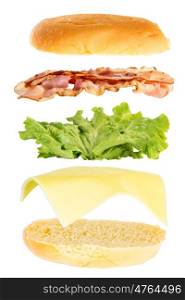 open sandwich, floating sandwich, ham and cheese sandwich with lettuce