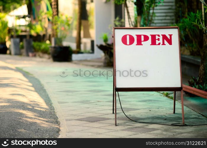 Open sign in the street