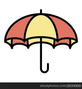 Open umbrella cane icon. Outline open umbrella cane vector icon color flat isolated. Open umbrella cane icon color outline vector