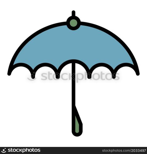 Open umbrella icon. Outline open umbrella vector icon color flat isolated. Open umbrella icon color outline vector
