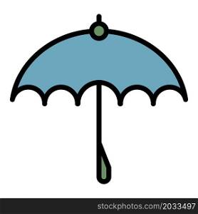 Open umbrella icon. Outline open umbrella vector icon color flat isolated. Open umbrella icon color outline vector