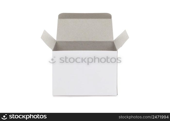 Open white blank carton box isolated on white background with clipping path