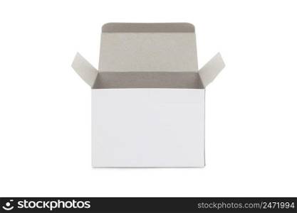 Open white blank carton box isolated on white background with clipping path