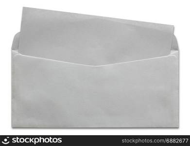open white envelope with blank letter isolated on white background
