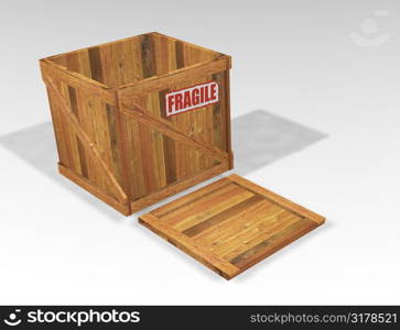 Open wooden crate