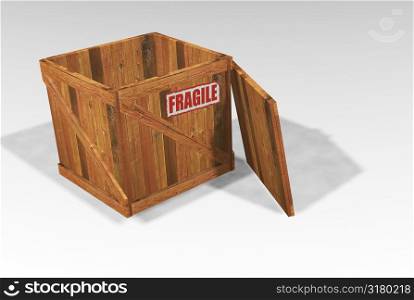 Open wooden crate