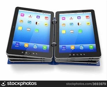 Opened book or folder from tablet pc.3d