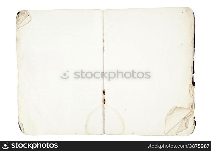 Opened book with blank pages isolated over white background